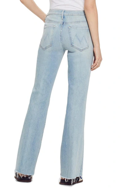 Shop Mother Frayed Flare Jeans In Swimming Pool Sunday