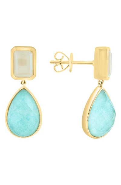 Shop Effy 14k Gold Quartz & Amazonite Drop Earrings In Yellow Gold Multi