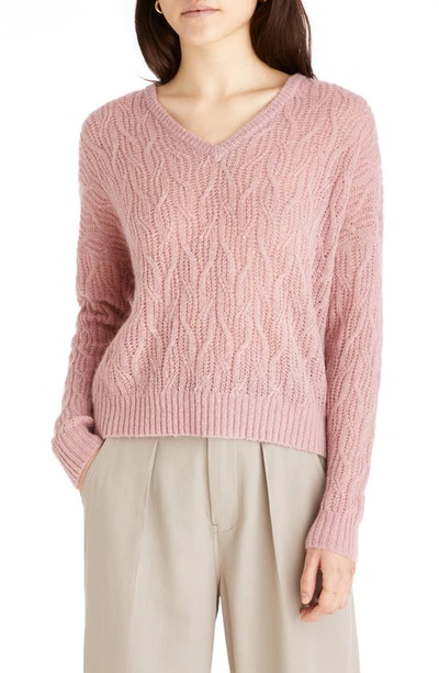 Shop Madewell Alna V-neck Sweater In Hthr Dusty Berry
