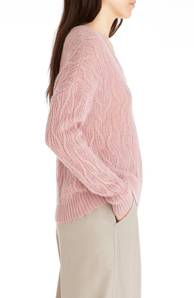 Madewell Alna V-neck Sweater In Hthr Dusty Berry