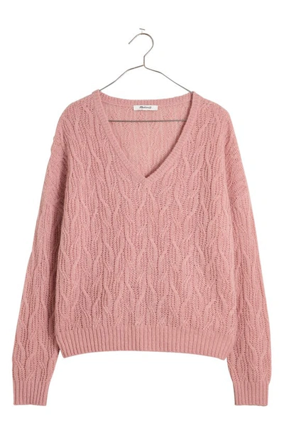 Shop Madewell Alna V-neck Sweater In Hthr Dusty Berry