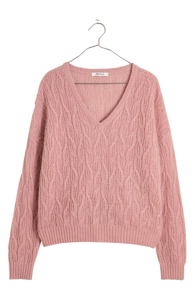 Madewell Alna V-neck Sweater In Hthr Dusty Berry