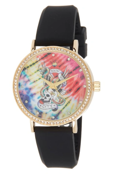 I Touch Ed Hardy Silicone Strap Watch, 38mm In Matte Black