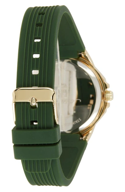 Shop I Touch Ed Hardy Silicone Strap Watch, 38mm In Matte Green