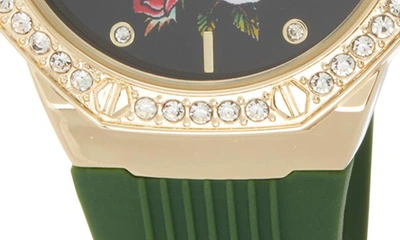 I Touch Ed Hardy Silicone Strap Watch, 38mm In Matte Green