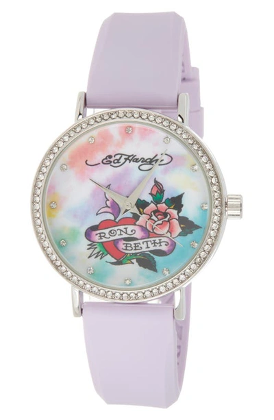 Shop I Touch X Ed Hardy Silicone Strap Watch, 38mm In Matte Light Purple