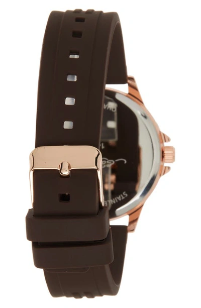 I Touch Crystal Skull Silicone Strap Watch, 38mm X 44mm In Matte Brown