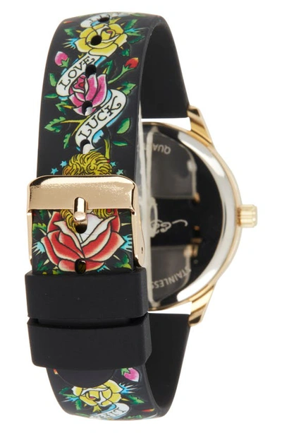 I TOUCH ED HARDY CRYSTAL SILICONE STRAP WATCH, 38MM X 44MM 