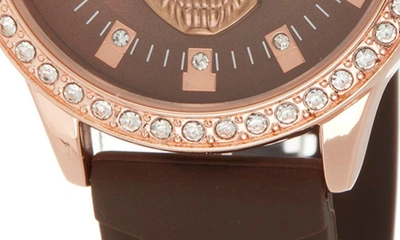 I Touch Crystal Skull Silicone Strap Watch, 38mm X 44mm In Matte Brown