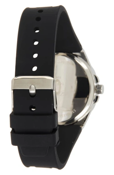 Shop I Touch Crystal Rose Dial Silicone Strap Watch, 38mm X 42mm In Matte Black
