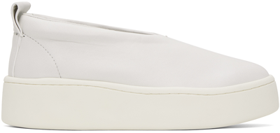 Jil Sander White Slip On Sneakers In 102 Porcelain