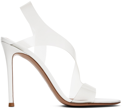 Gianvito Rossi Metropolis Transparent-strap Leather Heeled Sandals In White+white