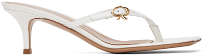 Shop Gianvito Rossi White Thong Heeled Sandals