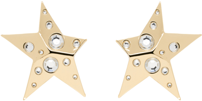 Area Gold Crystal Star Earrings In Gold