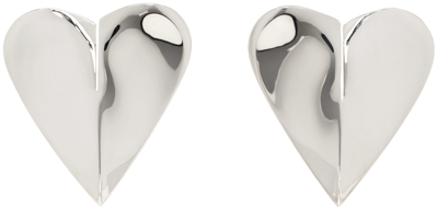 Shop Alaïa Silver 'le Cœur' Earrings In 210 - Argent