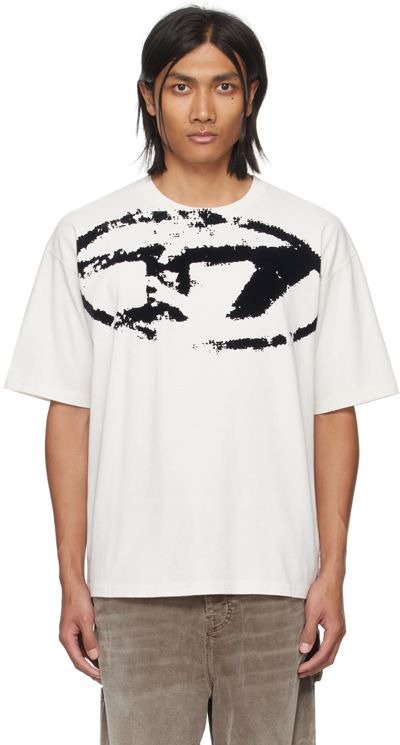 Shop Diesel Off-white T-boxt-n14 T-shirt In 141
