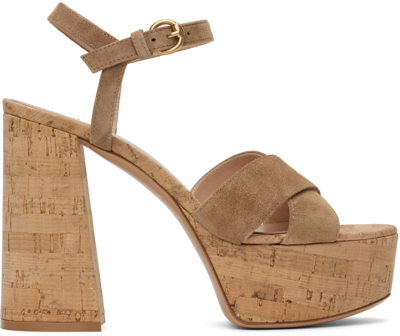 Shop Gianvito Rossi Beige Bebe Heeled Sandals In Camel+cork