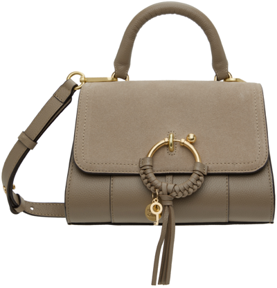 Shop See By Chloé Taupe Mini Joan Shoulder Bag In 23w Motty Grey