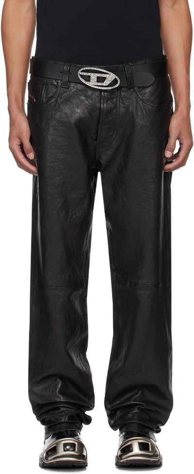 Shop Diesel Black P-macs-lth Leather Pants In 9xx