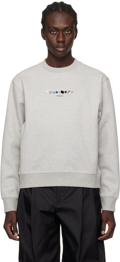 Shop Ader Error Gray Crystal-cut Sweatshirt In Grey