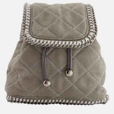 Pre-owned Stella Mccartney Dove Grey Mini Falabella Backpack Bag With Silver Hardware