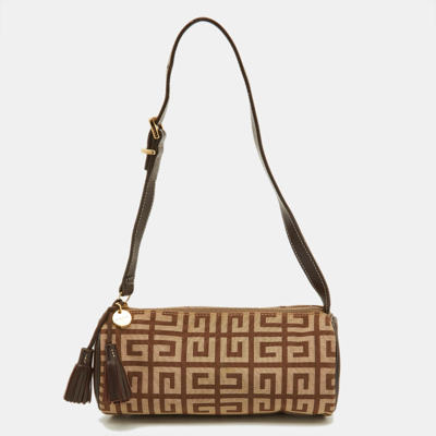 Pre-owned Givenchy Beige/brown Monogram Canvas And Leather Bag