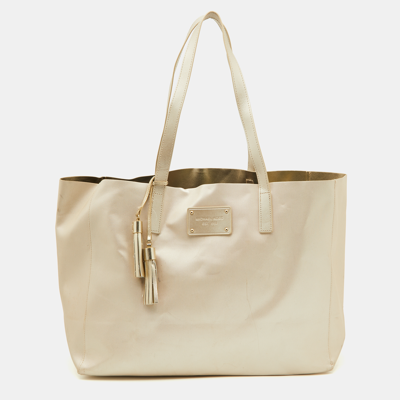 Pre-owned Michael Kors Gold Faux Leather Shopper Tote