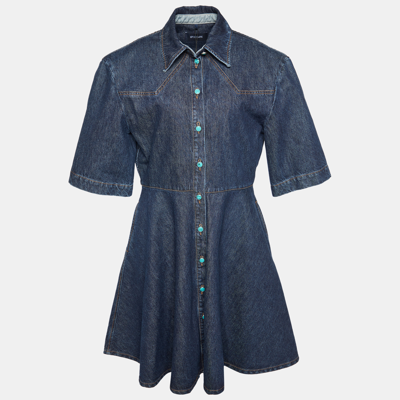 Pre-owned Sportmax Navy Blue Denim Panaro Mini Shirt Dress L