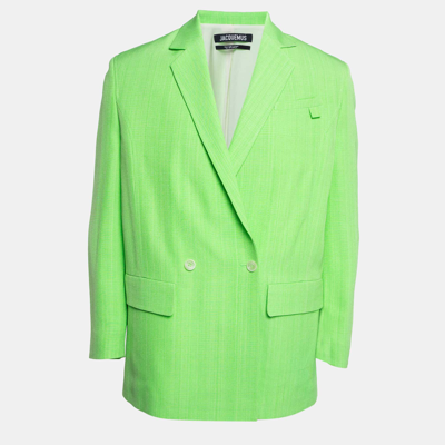 Pre-owned Jacquemus Neon Green Silk Blend La Veste Blazer S