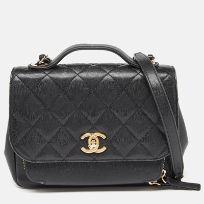 Pre-owned Chanel Black Caviar Leather Business Affinity Chain Flap Bag
