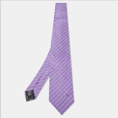 Pre-owned Versace Purple Greek Patterned Silk Tie