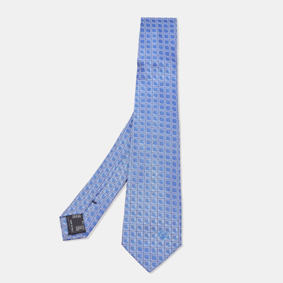 Pre-owned Versace Blue Square Patterned Silk Tie