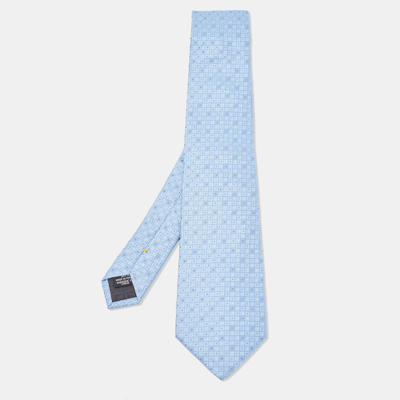 Pre-owned Fendi Blue Patterned Silk Tie