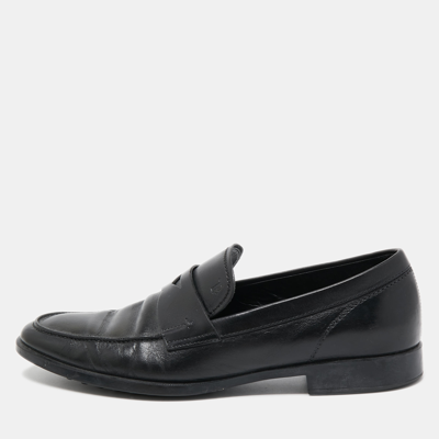 Pre-owned Tod's Black Leather Penny Loafers Size 42