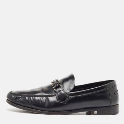 Pre-owned Louis Vuitton Black Leather Hockenheim Loafers Size 44