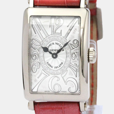 Pre-owned Franck Muller Silver 18k White Gold Long Island 952 Qz Cd 1r Quartz Women's Wristwatch 23 Mm