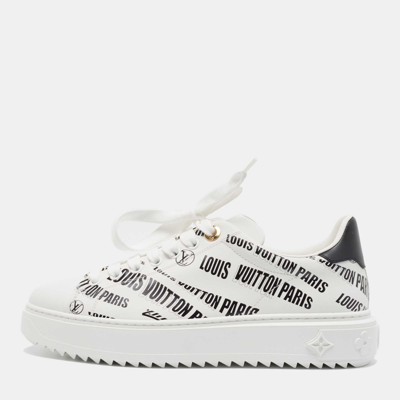 Pre-owned Louis Vuitton White/black Leather Logo Printed Time Out Trainers Size 37.5