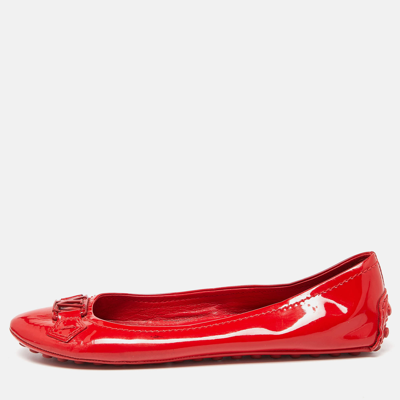 LOUIS VUITTON Pre-owned Red Patent Leather Oxford Ballet Flats Size 38