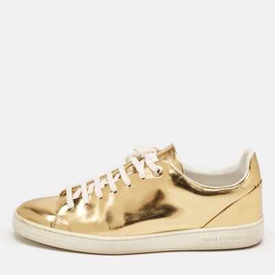 LOUIS VUITTON Pre-owned Gold Leather Frontrow Low Top Sneakers Size 40.5