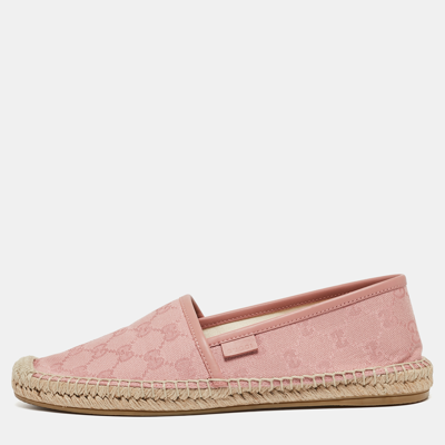 Pre-owned Gucci Pink Gg Canvas And Leather Espadrille Flats Size 38