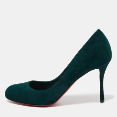 Pre-owned Christian Louboutin Green Suede Ron Ron Pumps Size 40