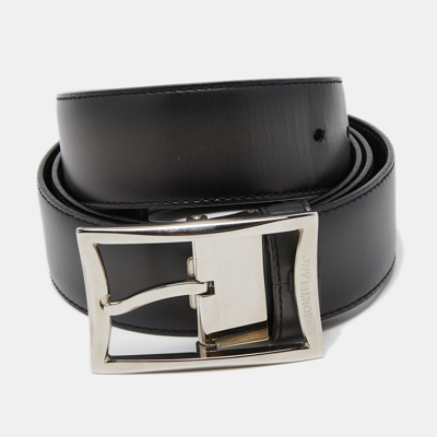 Pre-owned Montblanc Grey Ombre Leather Cut To Size Buckle Belt