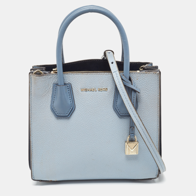 Pre-owned Michael Kors Grey/blue Leather Mercer Satchel