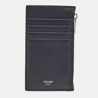 Pre-owned Celine Dark Blue Leather Zip Card Holder