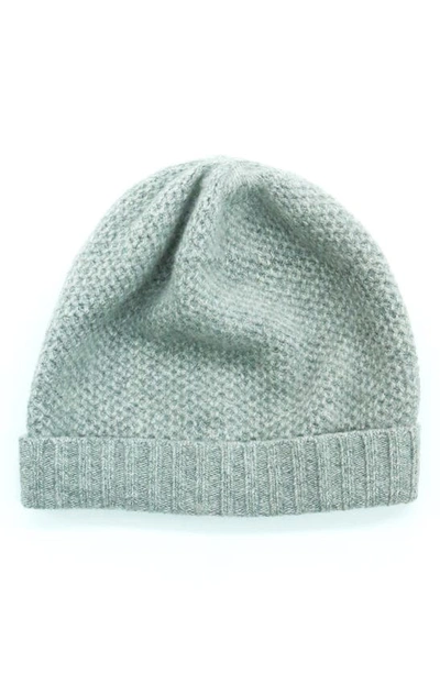 Shop Portolano Honeycomb Cashmere Beanie In Light Heather Grey