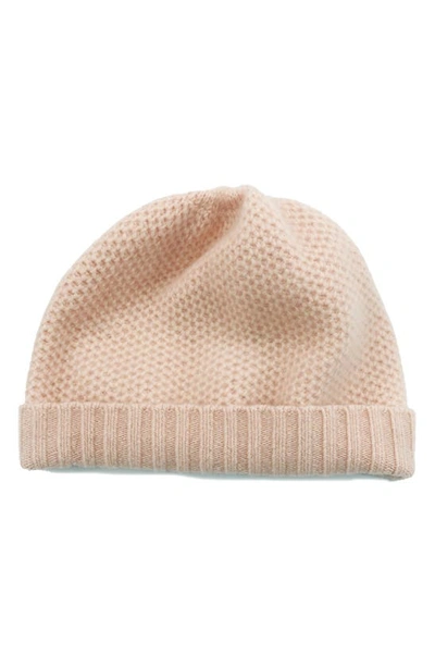 Shop Portolano Honeycomb Cashmere Beanie In Rose Quartz