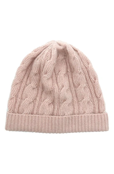 Shop Portolano Cashmere Cable Knit Beanie In Misty Rose