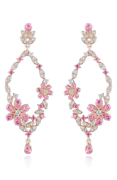 Shop House Of Frosted Meadow 14k Rose Gold Plated Sterling Silver Pink & White Sapphire Drop Earrings