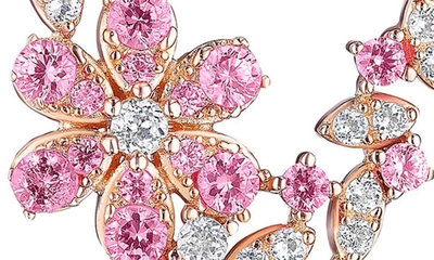 House Of Frosted Meadow 14k Rose Gold Plated Sterling Silver Pink & White Sapphire Drop Earrings In Rose
