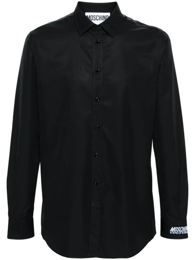 Shop Moschino Shirt With Embroidery In Black